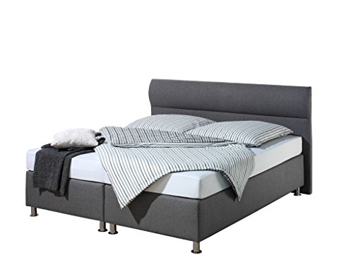 Maintal Boxspringbett Filipo, 180 x 200 cm, Stoff, Tonnentaschenfederkern Matratze h2, Anthrazit von Maintal Betten