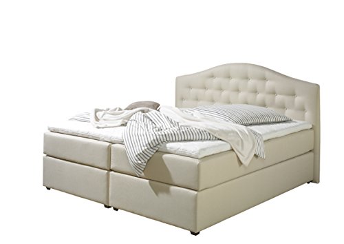 Maintal Boxspringbett Amber, 140 x 200 cm, Stoff, 7-Zonen-Taschenfederkern Matratze h3, Beige von Maintal Betten