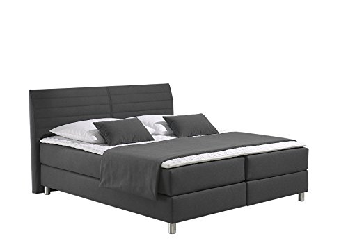 Maintal Boxspringbett Denver, 100 x 200 cm, Strukturstoff, 7-Zonen-Kaltschaum Matratze h2, Anthrazit von Maintal Betten