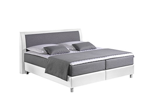 Maintal Boxspringbett Sharon, 100 x 200 cm, Stoff, Bonellfederkern Matratze h3, silbergrau/weiß von Maintal Betten