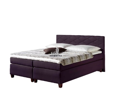 Maintal Boxspringbett Nagoya, 180 x 200 cm, Strukturstoff, Tonnentaschenfederkern Matratze H3, beere von Maintal Betten