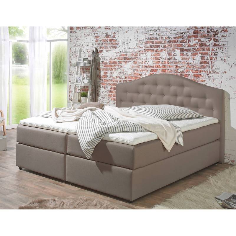 Maison Belfort Boxspringbett Ansmark 160x200 cm Strukturstoff Taupe mit Matratze Modern von Maison Belfort