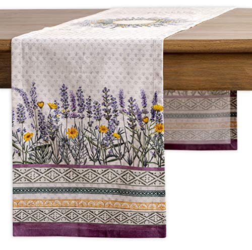 Maison d' Hermine Tischläufer, 100% Baumwolle, dekorativer Oster-Tischläufer, waschbarer Tischläufer für Zuhause, Restaurant, Buffetparty und Camping, Fanny Lavender – Frühling/Sommer (50cm x 150cm) von Maison d' Hermine