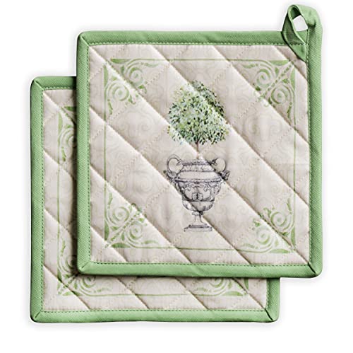 Maison d' Hermine Topflappen, 100% Baumwolle, 2er-Set (20cm x 20cm) Oster-Hotpads, hitzebeständig, mit Schleife-Topfhalter zum Backen, Grillen, Zuhause, Jardin Du Roy – Frühling/Sommer von Maison d' Hermine