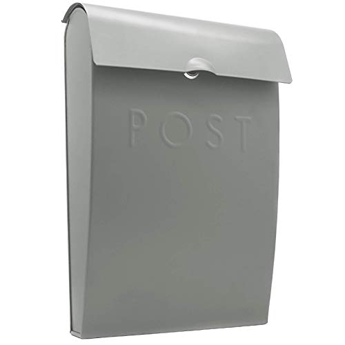 Maison & White An der Wand befestigter Briefkasten | Außenbox aus verzinktem Stahl | Abschließbare Wetterfeste Außenpostbox (Grau) von Maison & White