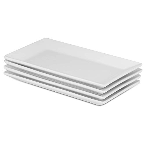 Servierplatten aus Porzellan - 4er-Set | Weiße Teller | Perfekt für Buffets, Desserts, Vorspeisen und Vorspeisen | Partyteller | M&W von Maison & White