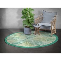Blatt Rund Teppich Vinyl, Grün Vinyl Teppich, Weiße Runde Matte, Pflanzen Linoleum Flächenmatte von MajesticMats