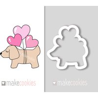 Hund Mit Herzförmigen Luftballons Umriss Cookie Cutter von MakeCookies