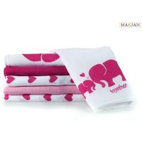 MAKIAN Mullwindeln, 6er Set, Design Elefant/rosa, 80x80cm von Makian