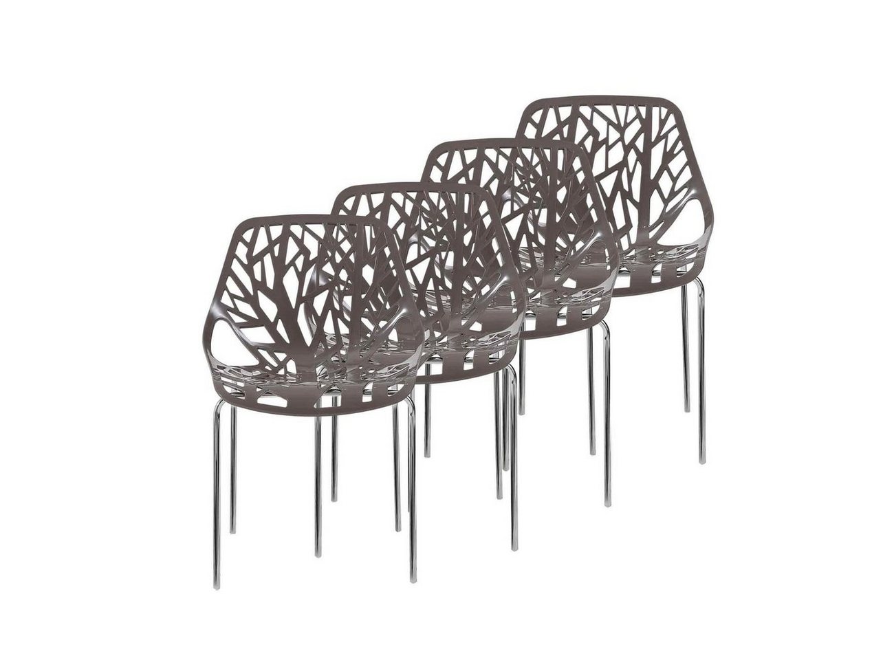 Makika Esszimmerstuhl Retro Stuhl Design-Stuhl - CALUNA 4er Set in Grau von Makika