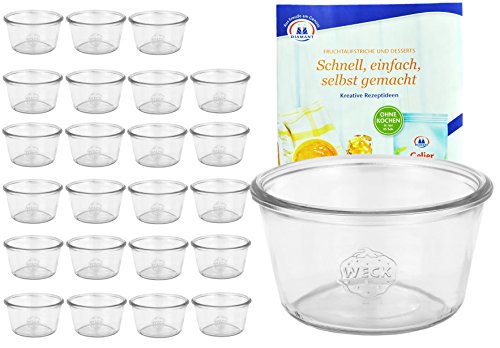 MamboCat 24er Set Weck Gläser 370ml 1/4 Liter Sturzgläser inkl. Gelierzauber Rezeptheft von Diamantzucker I Original Weck Sturzglas ohne Deckel Dessertglas I Einweckgläser für Kuchen Gelees uvm von MamboCat