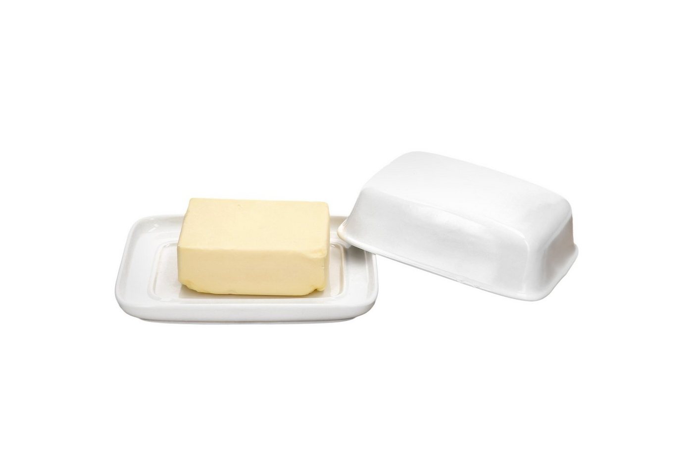 MamboCat Butterdose Bärbel Butterdose mit Deckel weiß rechteckig für 250g Porzellan, Porzellan von MamboCat
