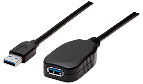 Manhattan 150712 SuperSpeed USB 3.0 Repeater Kabel ( A-Stecker / A-Buchse 5 m ) schwarz USB Verlängerung Windows 7 / 8.1 / 10 und MAC-kompatibel von Manhattan