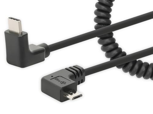 Manhattan Spiralkabel USB-C auf Micro-USB Ladekabel 1m schwarz von Manhattan