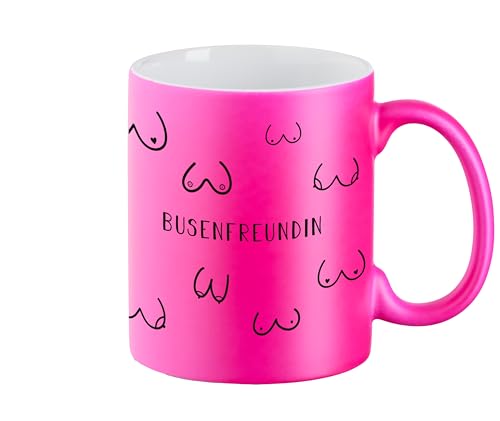 Lustige Tasse Busenfreundin, BFF Geschenk, Geburtstagsgeschenk, Geschenkidee für die (liebste) Freundin | beidseitig bedruckt (Busenfreundin 1.0 - Neon Pink) von Manilu