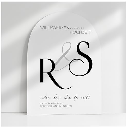 Manschin Laserdesign Willkommensschild Aluverbund personalisiert - Made in Germany - Welcome Willkommen Schild für Hochzeit (90x60cm) von Manschin Laserdesign