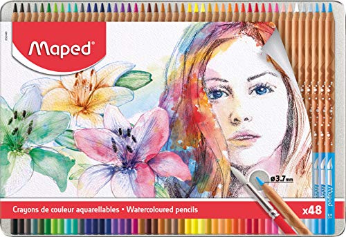 Maped - 48x Aquarell-Buntstifte für Künstler ARTIST in hochwertiger Metallbox von Maped