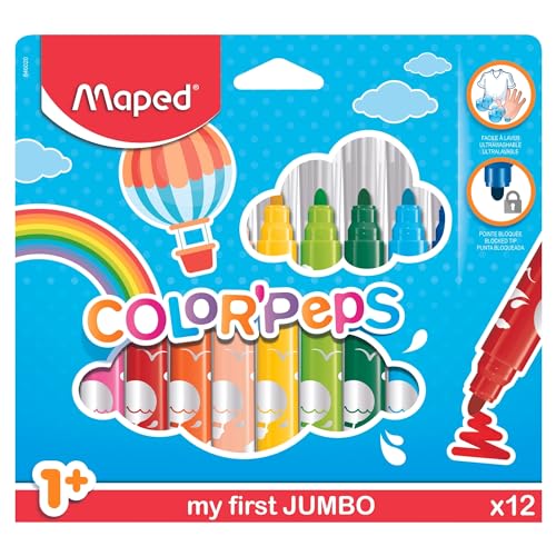 Maped M846020 - Maxi Color Peps Fasermaler 12 Stück Kartonetui von Maped