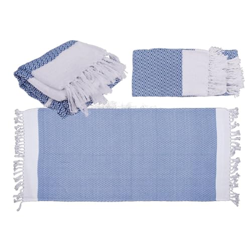 Marabella Badetuch Fouta-Hamamtuch ca. 80 x 170 cm Handtuch für Sauna & Strand, Farbe:blau/weiß von Marabella
