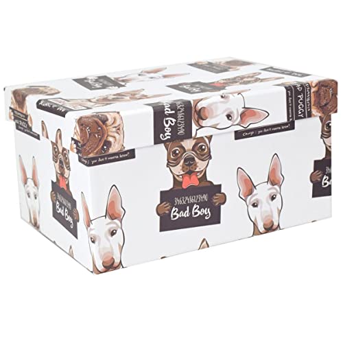 Marabella Geschenkbox Aufbewahrungsbox Schachtel mit Hundemotiv ineinander stapelbar stabil, Geschenkbox Größe:180x130x95 von Marabella