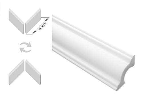 Zierleisten Sparpaket E-28-NK | inkl. vorgefertigte Ecken | leicht und stabil | extrudiertes Styropor | Stuckprofile | modern weiß | dekorativ | XPS | 31 x 31 mm | 20 Meter + 4 Ecken von Marbet Design