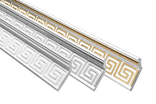 Marbet Deckenleiste B-21 silber aus Styropor EPS - Stuckleisten gemustert, im traditionellen Design - (20 Meter Sparpaket) Styroporleisten Winkelleiste Wandleiste von Marbet Design