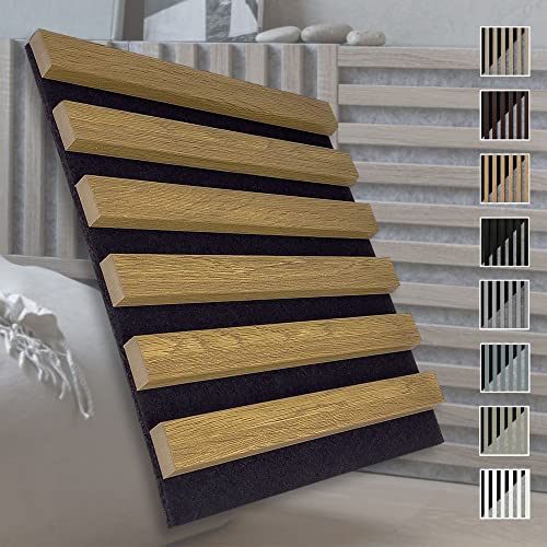 MARBET DESIGN Akustikpaneele Akustikquadrate 30x30cm Wandverkleidung Holz - (1 Paneel, schwarz - Eiche hell) horizontal aus MDF Deckenverkleidung von Marbet Design
