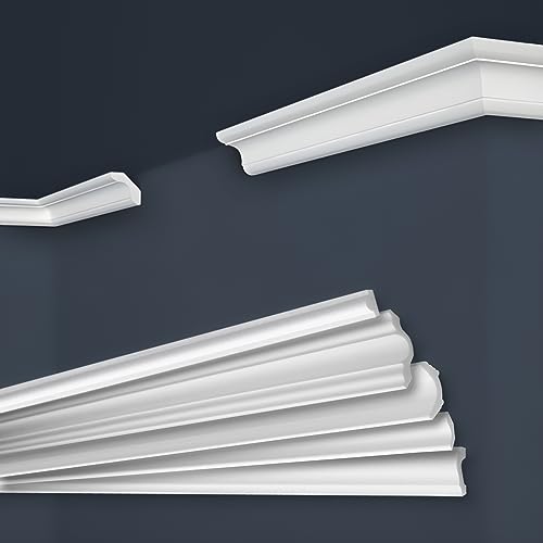 MARBET DESIGN Stuckleisten XPS Styropor weiß - Deckenleisten Deckenabschlussleisten E-Leisten - (Innen- & Außenecke E-24) von Marbet Design