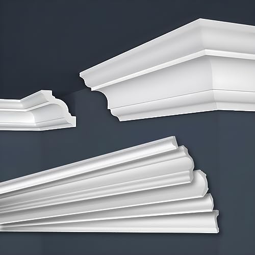 MARBET DESIGN Stuckleisten XPS Styropor weiß - Deckenleisten Deckenstuck Leisten E-Leisten - (50 Meter / 25 Leisten E-15) von Marbet Design