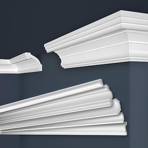 MARBET DESIGN Stuckleisten XPS Styropor weiß - Deckenleisten Deckenstuck Leisten E-Leisten - (Innen- & Außenecke E-38) von Marbet Design