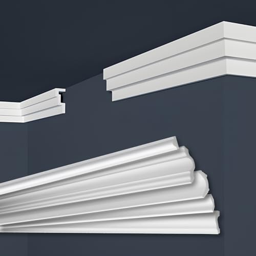 MARBET DESIGN Stuckleisten XPS Styropor weiß - Deckenleisten Zierleisten Eckleisten Dekorbau E-Leisten - (40 Meter / 20 Leisten E-45) von Marbet Design