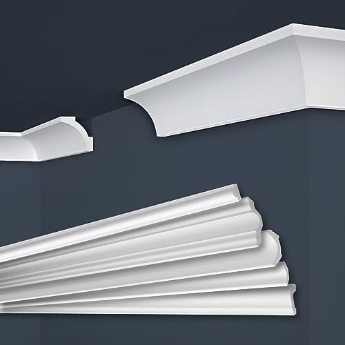 MARBET DESIGN Stuckleisten XPS Styropor weiß - Deckenleisten Deckenstuck Leisten E-Leisten - (50 Meter / 25 Leisten E-12) von Marbet Design