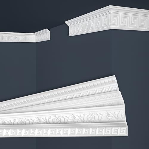 Marbet Deckenleisten weiß Sparpaket aus Styropor EPS - Stuckleisten gemustert, im traditionellen Design - (40 Meter B-21) Stuck Eckleiste Winkelleiste Wand von Marbet Design