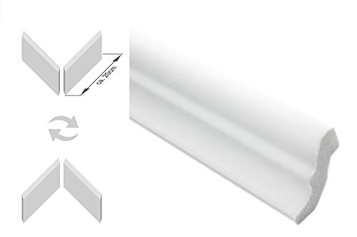 Zierleisten Sparpaket E-6-NK | inkl. vorgefertigte Ecken | leicht und stabil | extrudiertes Styropor | Stuckprofile | modern weiß | dekorativ | XPS | 32 x 33 mm | 40 Meter + 5 Ecken von Marbet Design