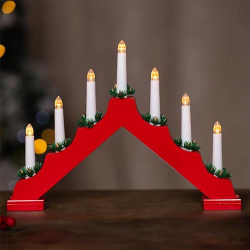 Marco Paul Christmas Kerzenbrücke mit Timer, Rot von Marco Paul Interiors