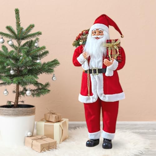 Marco Paul Interiors Weihnachtsmann-Figur, 80 cm, stehend, Weihnachtsdekoration, Weihnachtsmann, Plüsch-Statue (Jumbo, 80 cm) von Marco Paul Interiors