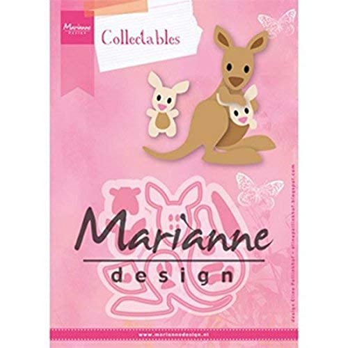 Marianne Design Collectables Eline's Kangaroo and Baby, Metal, Pink, 15.0 x 21.0 x 0.5 cm von Marianne Design