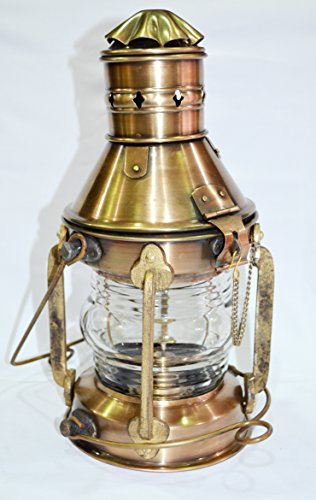 Laterne, 38,1 cm, antikes Messing, Schiffs-Lampe, maritimes Design, Heimdekoration von Marine Nautical Store
