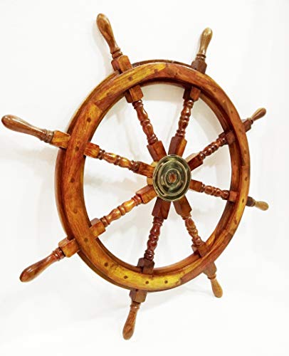 Steuerrad aus Holz, 91,4 cm, maritimes Schiff, Piratenkapitän, Wanddekoration von Marine Nautical Store