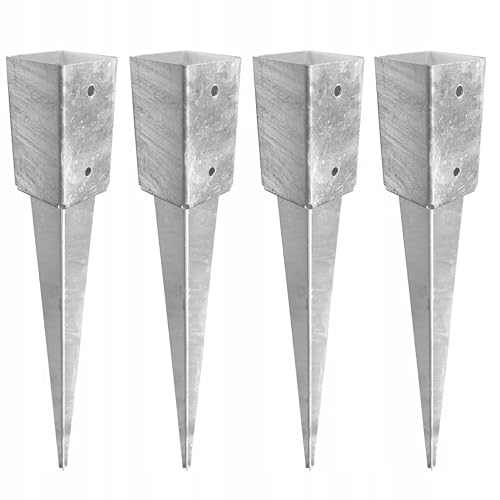 Einschlagbodenhülse Feuerverzinkt Pfostenträger Stahl Einschlaghülse für Vierkantholzpfosten Bodenhülse Anker Erdanker Bodenanker für Holzpfosten (4, 100x100x750) von Marke