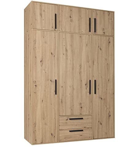 Marmex Arti 1N OB - Dreitüriger Kleiderschrank mit Zwei Schubladen und einem Aufsatz 150x227,5x53,6 Hochgarderobe für Schlafzimmer und Ankleidezimmer von Marmex Meble