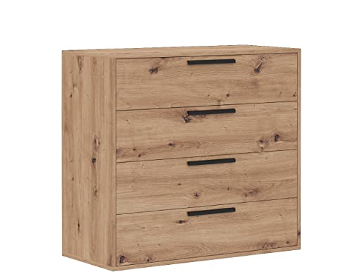 Marmex Kommode Arti aus Holz mit 4 Schubladen - Kommode für Schlafzimmer, Büro, Jugendzimmer, Flur Schrank mit Schubladen - Scharniere Soft-Close - Artisan Eiche - 91,5x84,5x42cm von Marmex Meble