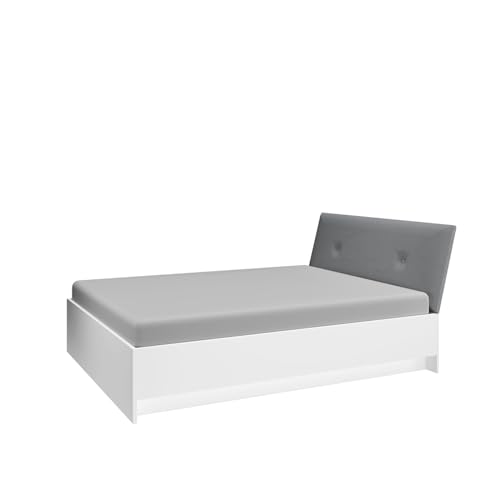 Marmex Lille 14 – Bett 160x200 mit hochklappbarem Bettgestell in Einer Metallumrahmung, ohne Matratze, Stauraum für Bettwäsche, Schlafzimmer, Velour - Polsterung, weiß, modern von Marmex Meble