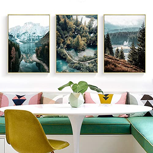 Martin Kench 3er Poster Set Naturlandschaft Wandbilder, Wald See Boote Poster Set, Bilder für Schlafzimmer und Wohnzimmer, ohne Rahmen (50x70cm,B) von Martin Kench