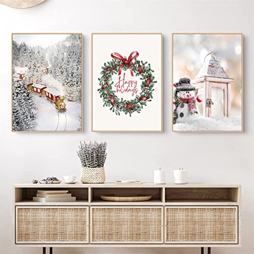 Martin Kench 3er Weihnachts-Poster Set, Winter Bilder, Wandkunst Wandbilder Modern Wanddeko für Wohnkultur, Ohne Rahmen (C,40x50cm) von Martin Kench