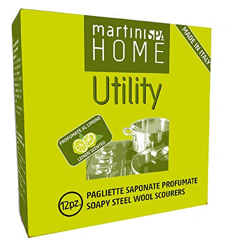 MartiniSPA Home Utility 0204b00 Topfschwämme saponate Duft Zitrone, Stahl und Seife, Silber, 14.5 x 14.5 x 4.9 cm, 12 Einheiten von Martini Spa