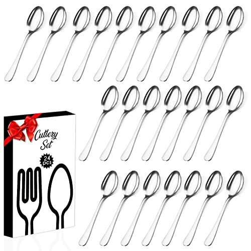 Dessertlöffel edelstahl 24 Stück geeignet für Zuhause und Restaurants kleine löffel set dessertloeffel löffel klein dessert löffel dessert loeffel dessert spoon spiegelpoliert spülmaschinenfest von Marvorem