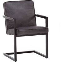 Freischwinger Stuhl aus Echtleder und Metall Armlehnen (2er Set) von Massivio