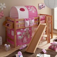 Mädchen Kinderbett im Prinzessin Design Rutsche und Vorhang in Pink von Massivio