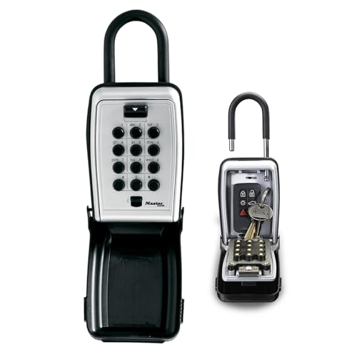 Master Lock Schlüsseltresor mit Druckknopf, mit Bügel,11.7 x 7.9 x 5.2 cm, Schlüsselsafe von Master Lock